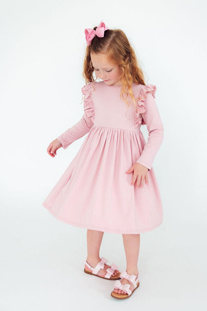 Vintage Pink L/S Ruffle Twirl Dress by Mila & Rose ®