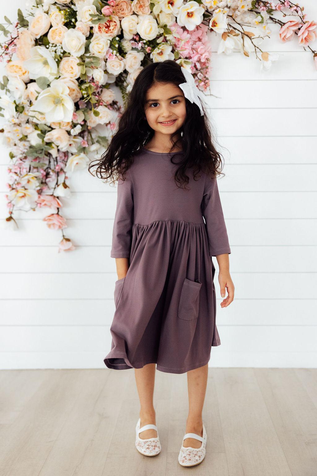 Vintage Violet 3/4 Sleeve Pocket Twirl Dress by Mila & Rose ®