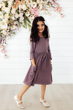 Vintage Violet 3/4 Sleeve Pocket Twirl Dress by Mila & Rose ®