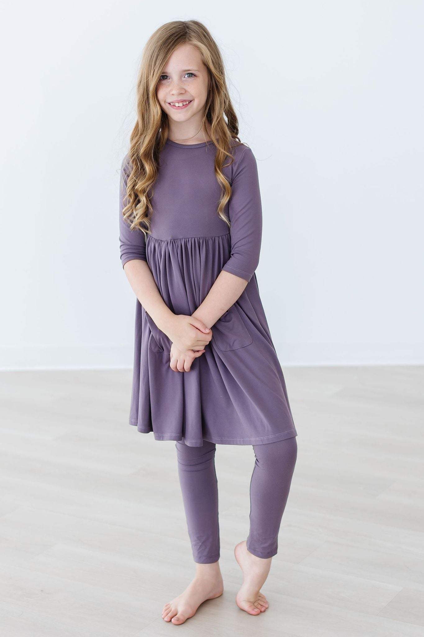 Vintage Violet 3/4 Sleeve Pocket Twirl Dress by Mila & Rose ®