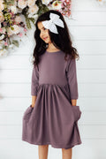 Vintage Violet 3/4 Sleeve Pocket Twirl Dress by Mila & Rose ®