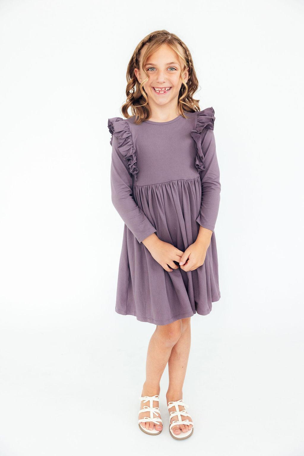 Vintage Violet L/S Ruffle Twirl Dress by Mila & Rose ®