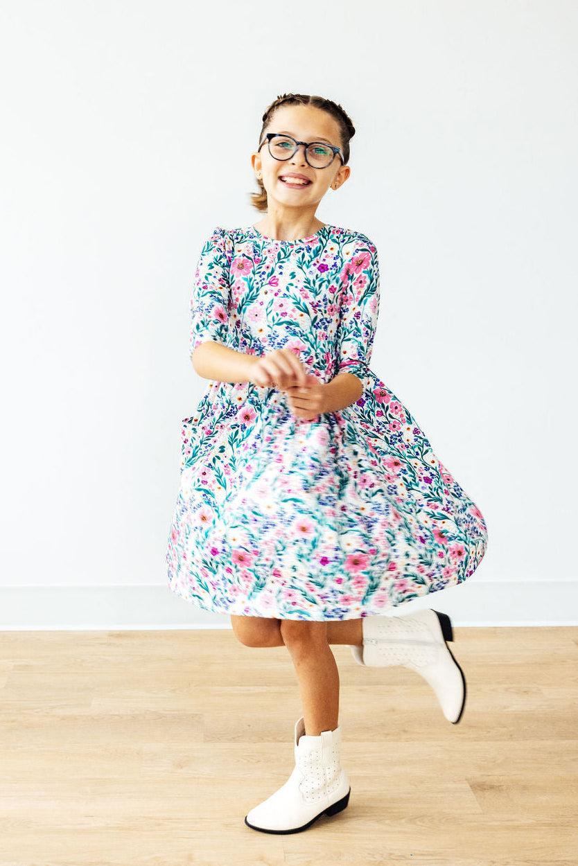 Vivid Garden 3/4 Sleeve Pocket Twirl Dress by Mila & Rose ®