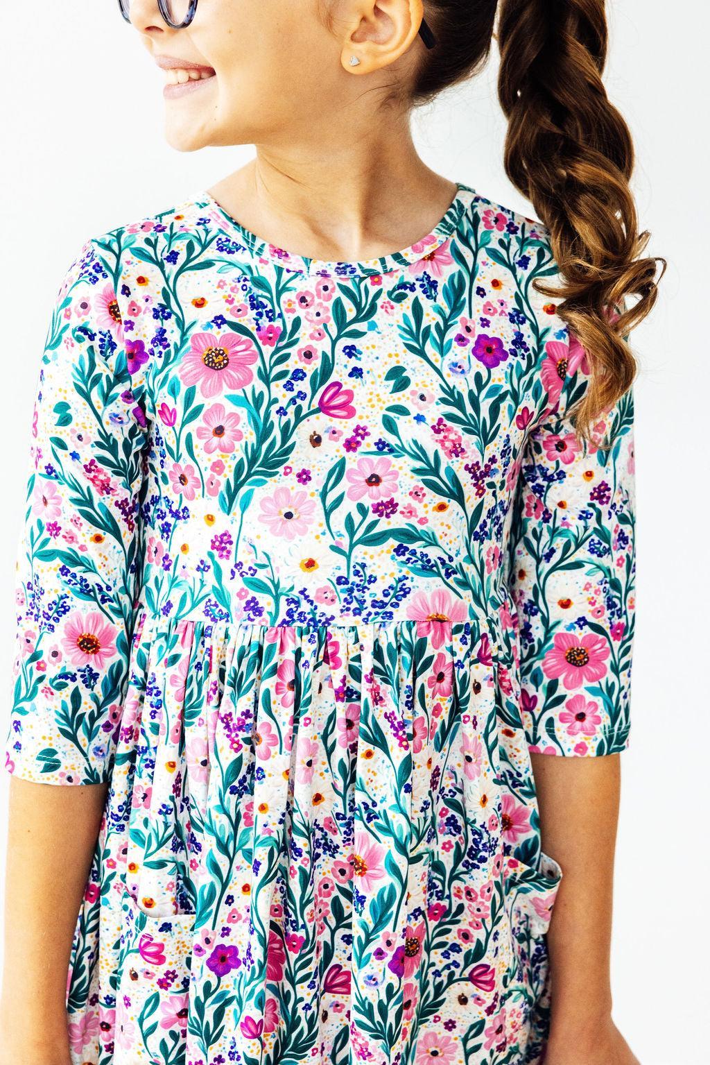 Vivid Garden 3/4 Sleeve Pocket Twirl Dress by Mila & Rose ®