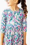 Vivid Garden 3/4 Sleeve Pocket Twirl Dress by Mila & Rose ®