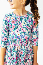 Vivid Garden 3/4 Sleeve Pocket Twirl Dress by Mila & Rose ®