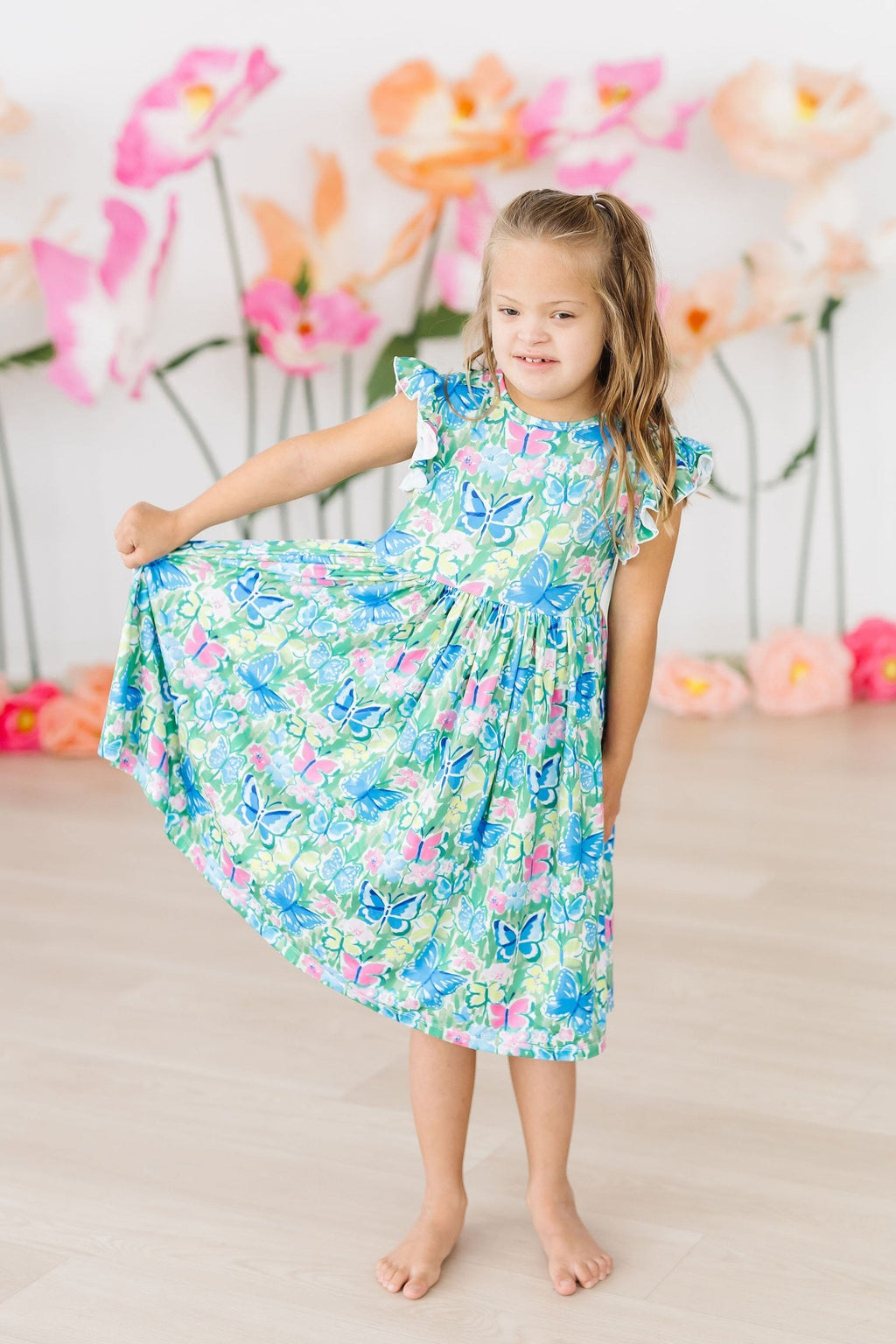 Watercolor Butterflies Flutter Sleeve Twirl Dress by Mila & Rose ®