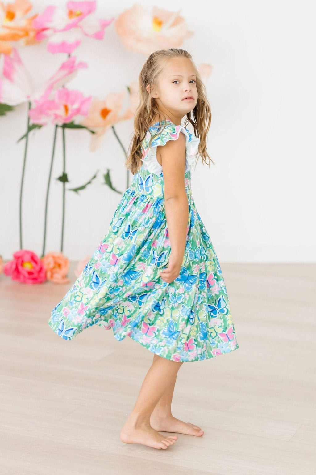 Watercolor Butterflies Flutter Sleeve Twirl Dress by Mila & Rose ®