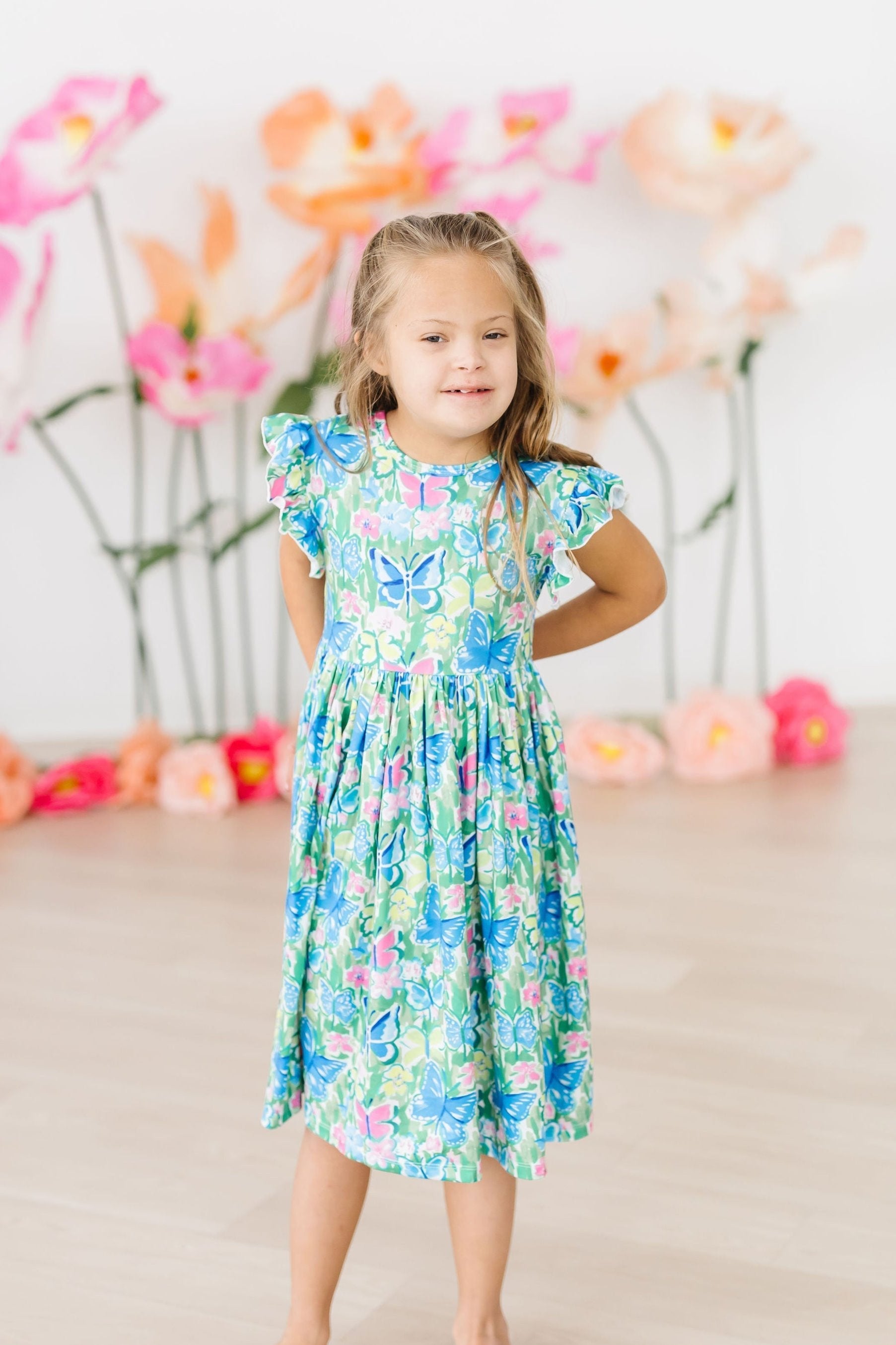 Watercolor Butterflies Flutter Sleeve Twirl Dress by Mila & Rose ®