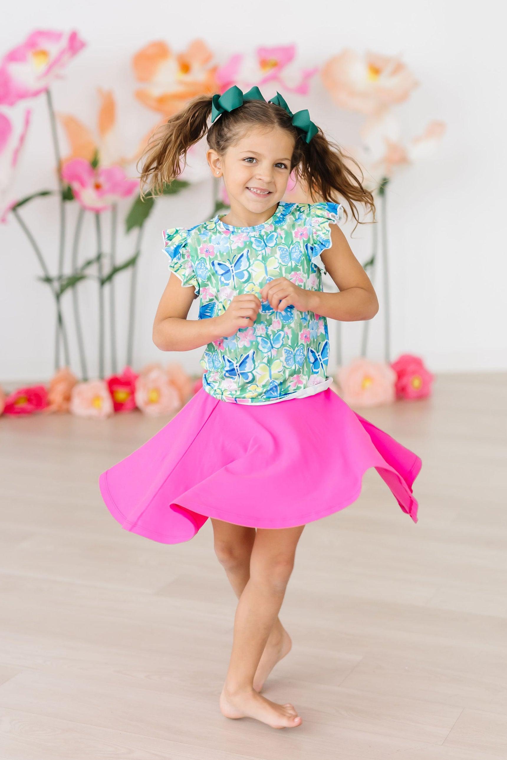 Watercolor Butterflies S/S Ruffle Tee by Mila & Rose ®