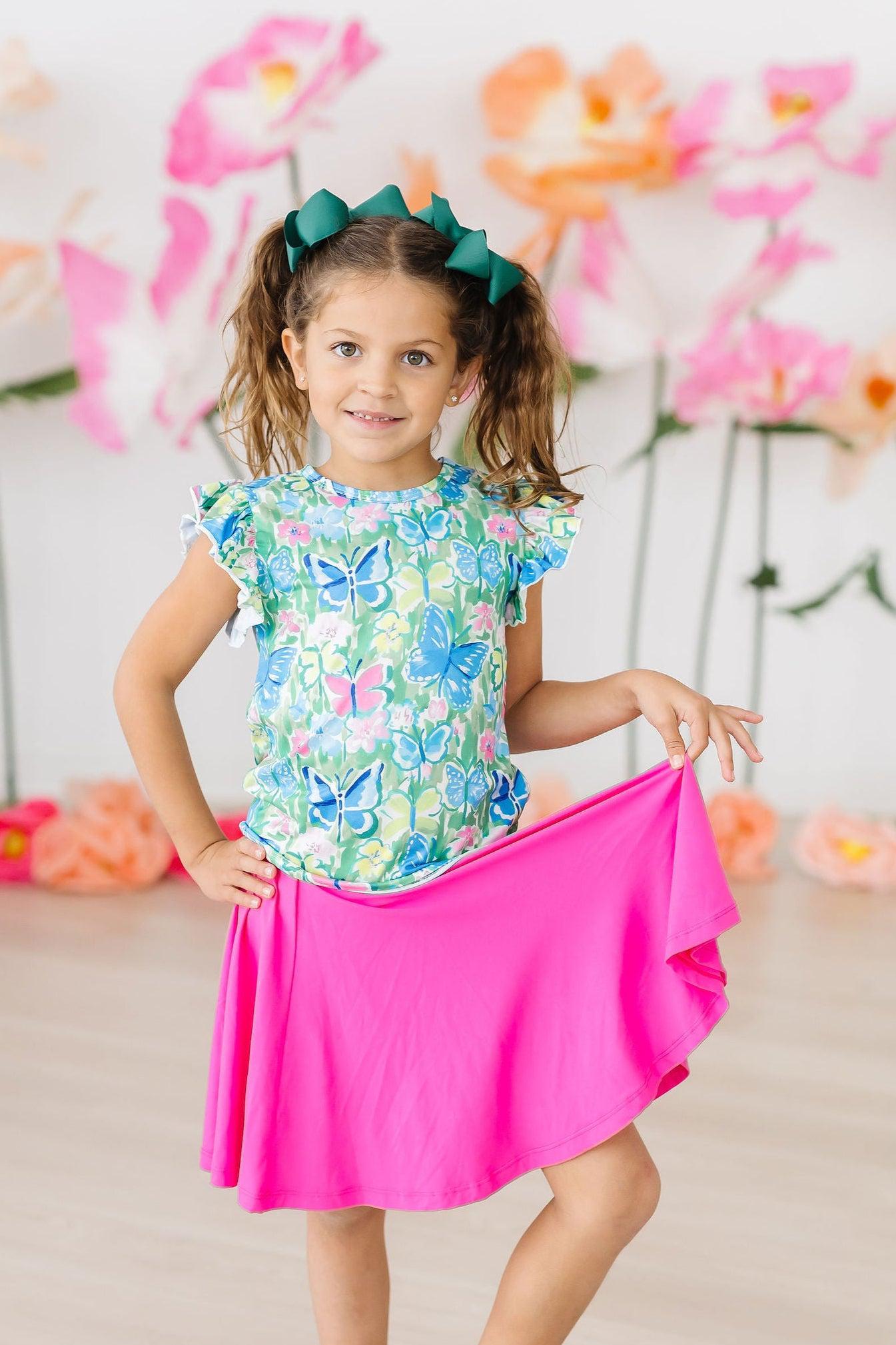 Watercolor Butterflies S/S Ruffle Tee by Mila & Rose ®