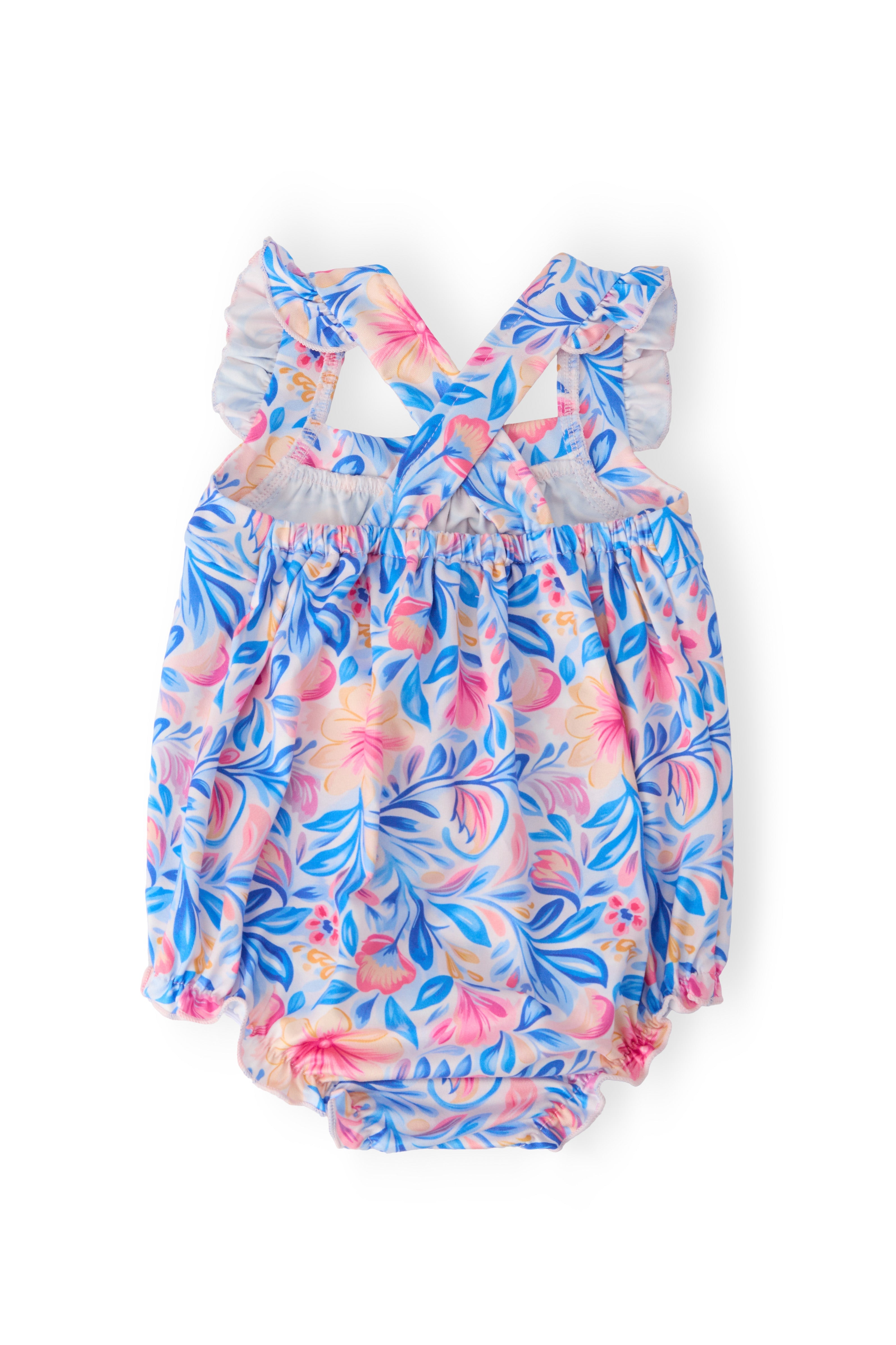 Watercolor Floral Ruffle Cross Back Romper by Mila & Rose ®