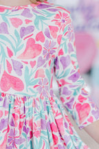 Watercolor Hearts 3/4 Sleeve Pocket Twirl Dress by Mila & Rose ®
