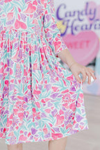 Watercolor Hearts 3/4 Sleeve Pocket Twirl Dress by Mila & Rose ®