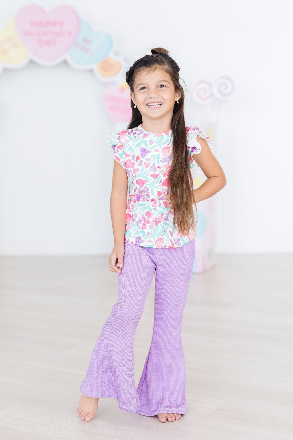 Watercolor Hearts S/S Ruffle Tee by Mila & Rose ®
