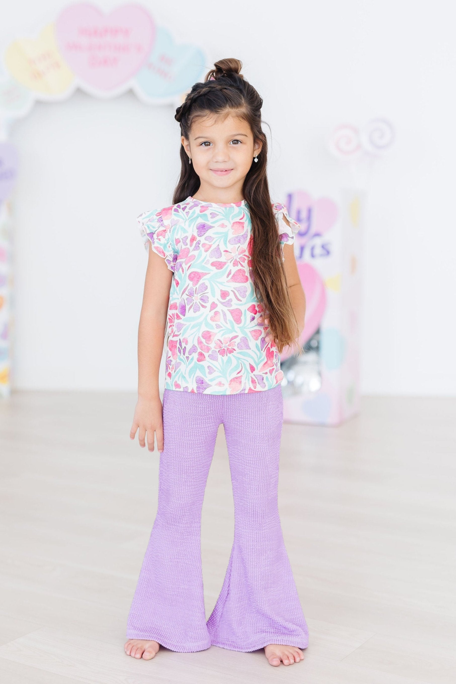 Watercolor Hearts S/S Ruffle Tee by Mila & Rose ®