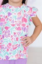 Watercolor Hearts S/S Ruffle Tee by Mila & Rose ®