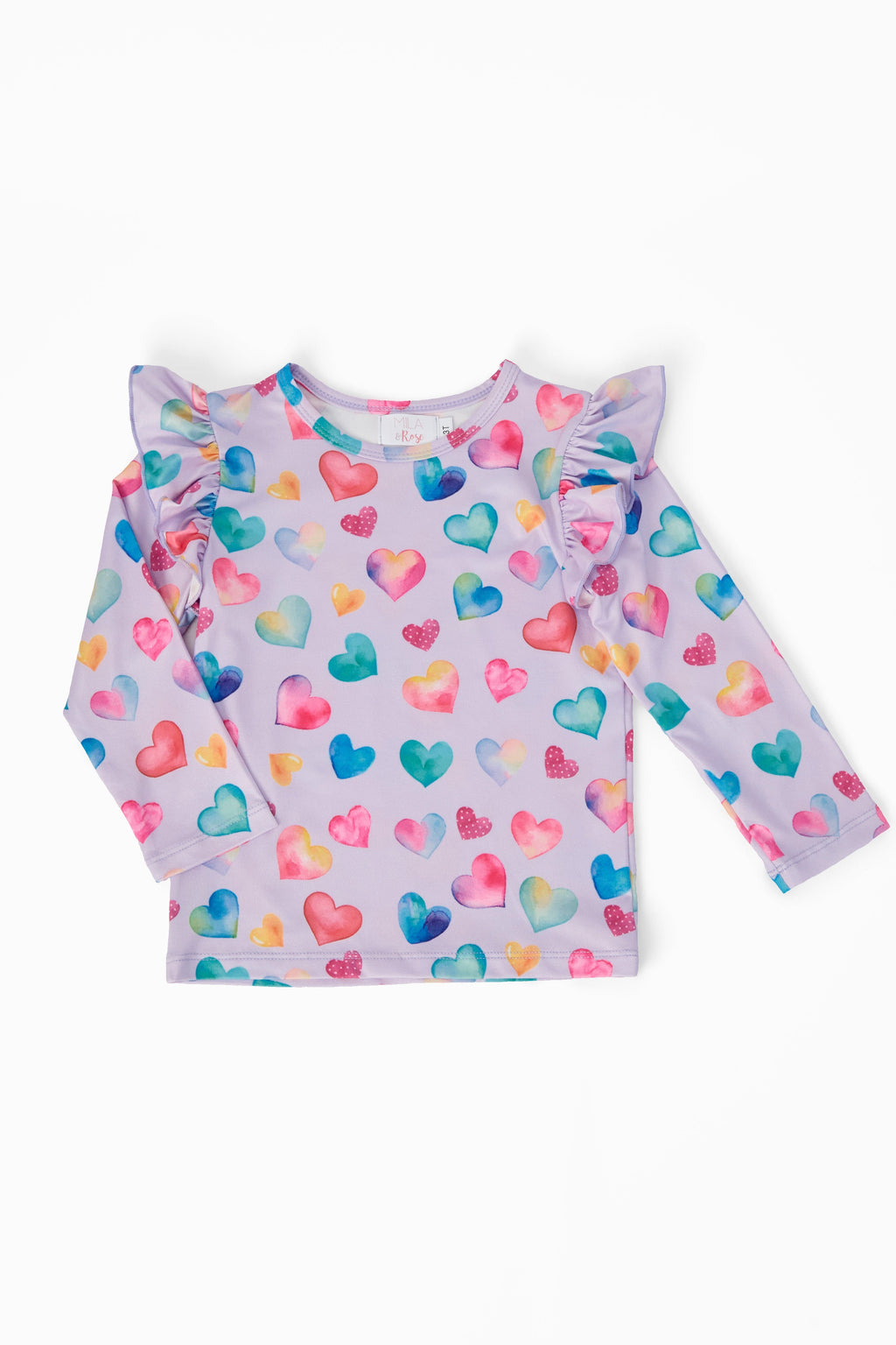 Watercolor Kisses L/S Ruffle Tee by Mila & Rose ®