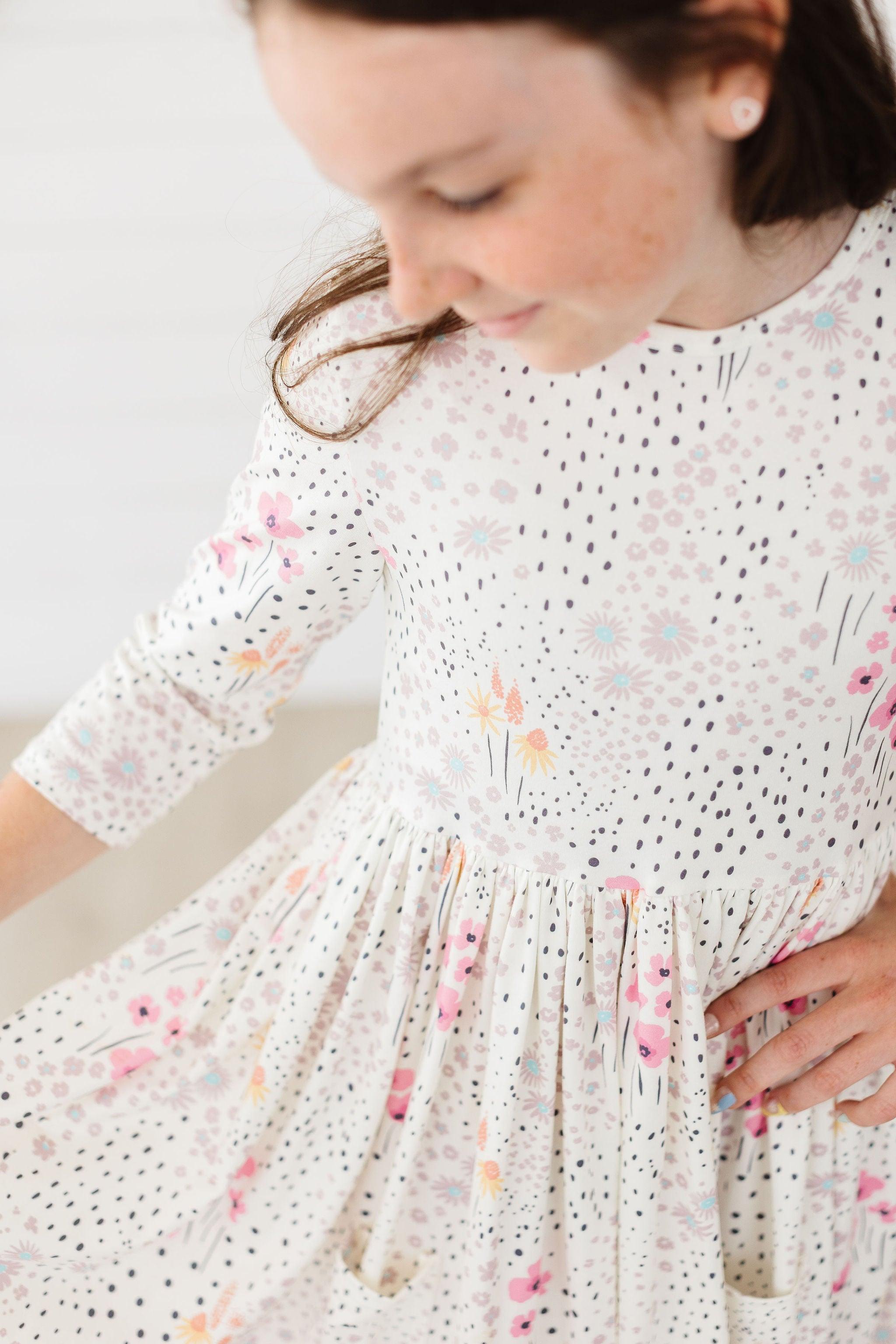 SALE Whimsical Wildflowers 3/4 Sleeve Pocket Twirl Dress by Mila & Rose ®
