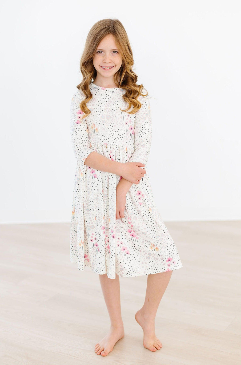 SALE Whimsical Wildflowers 3/4 Sleeve Pocket Twirl Dress by Mila & Rose ®