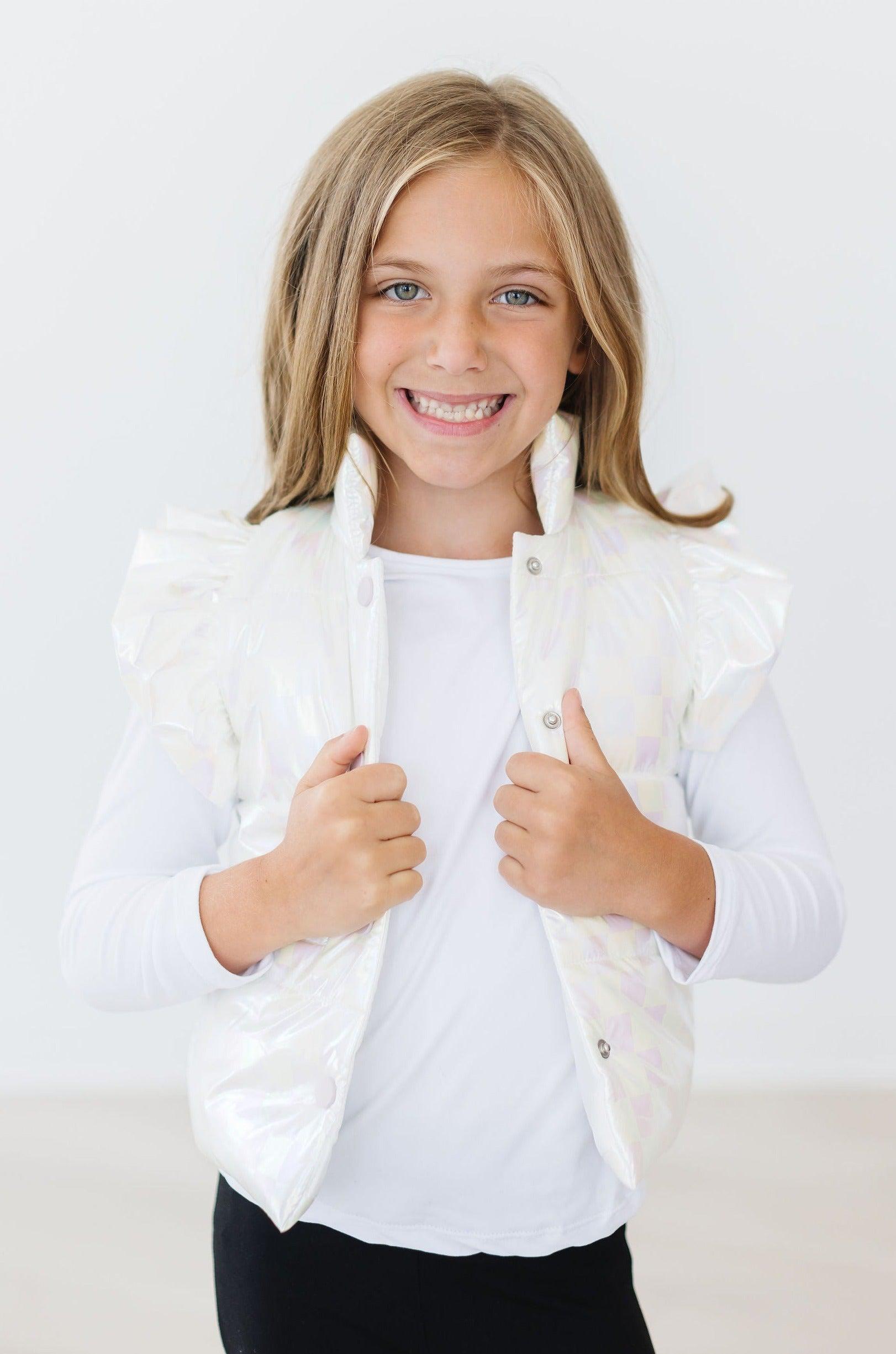 White Checker Puffer Vest by Mila & Rose ®