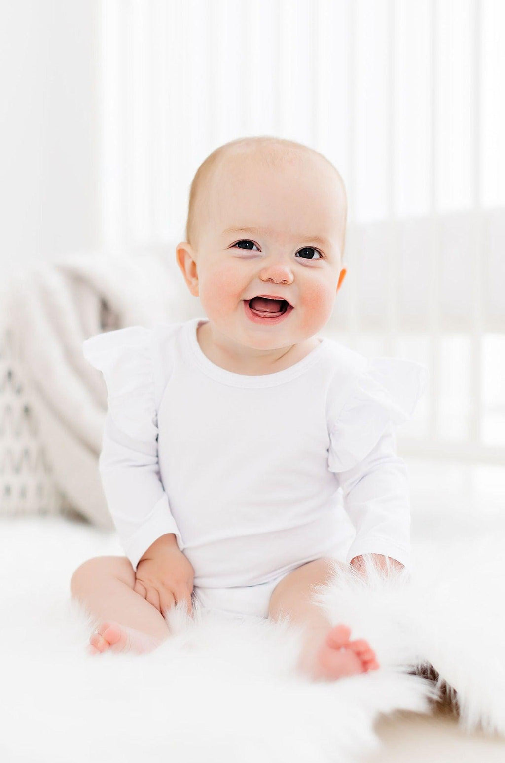 White L/S Flutter Bodysuit by Mila & Rose ®