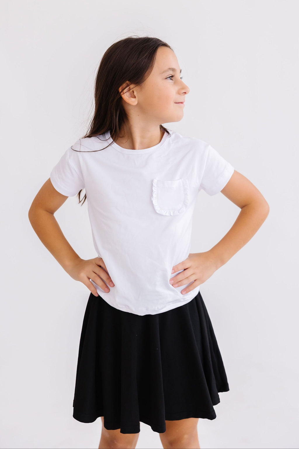 White Ruffle Pocket Tee by Mila & Rose ®