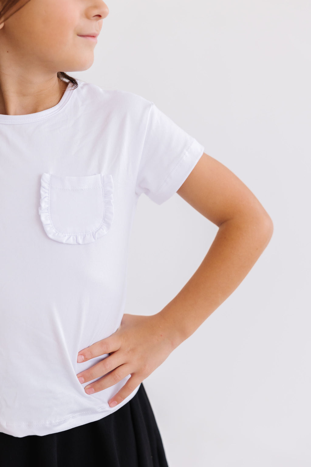 White Ruffle Pocket Tee by Mila & Rose ®