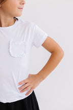White Ruffle Pocket Tee by Mila & Rose ®
