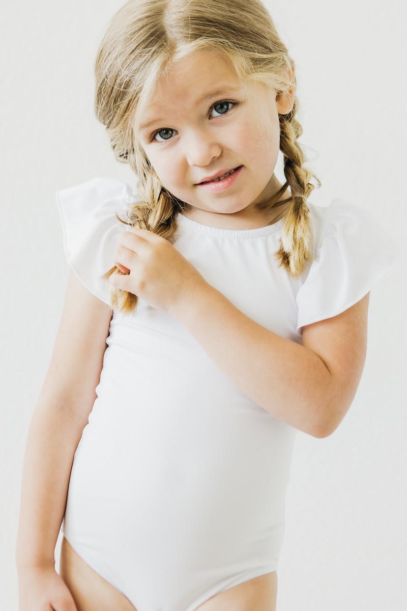 White S/S Flutter Sleeve Leotard by Mila & Rose ®