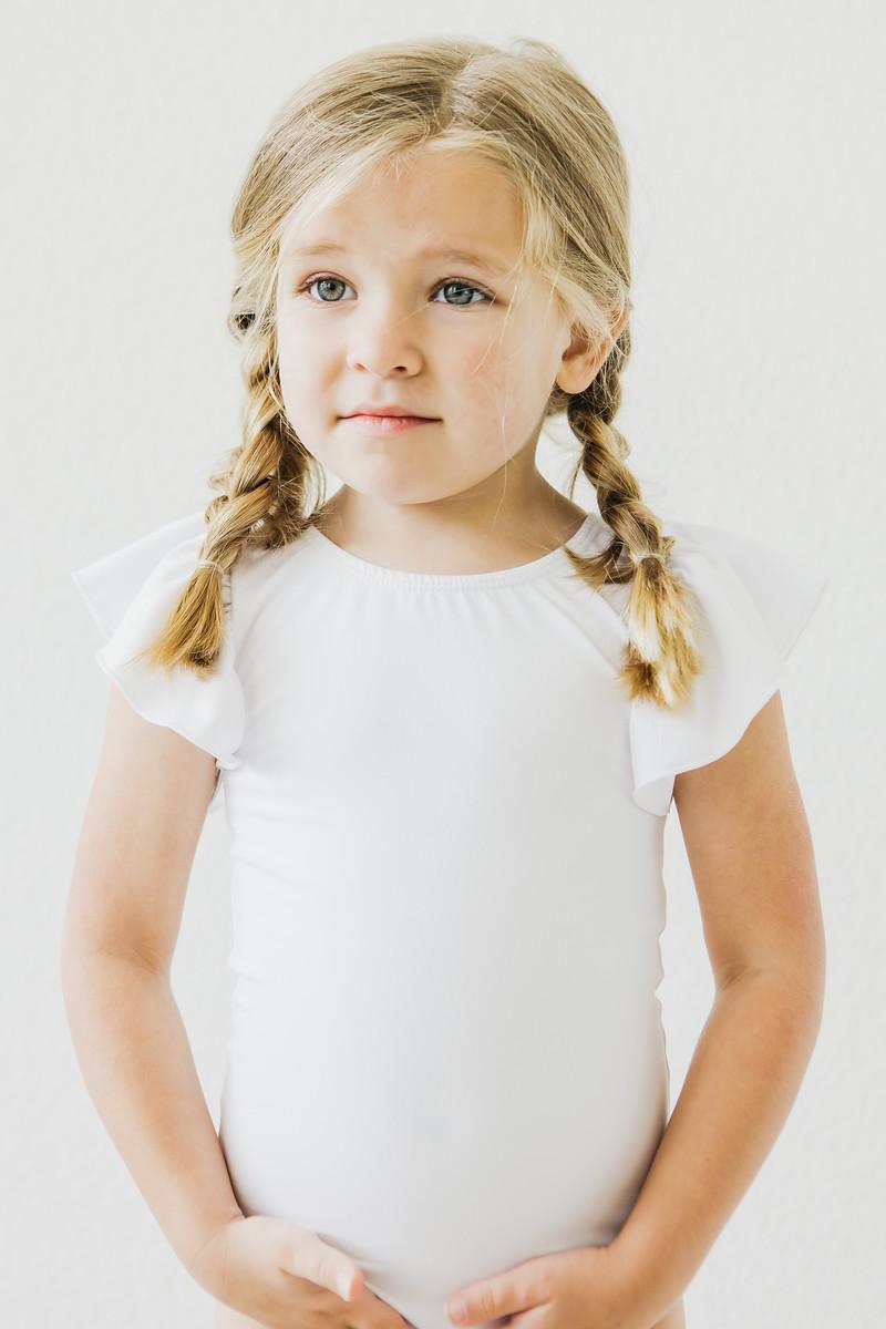 White S/S Flutter Sleeve Leotard by Mila & Rose ®
