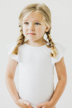 White S/S Flutter Sleeve Leotard by Mila & Rose ®
