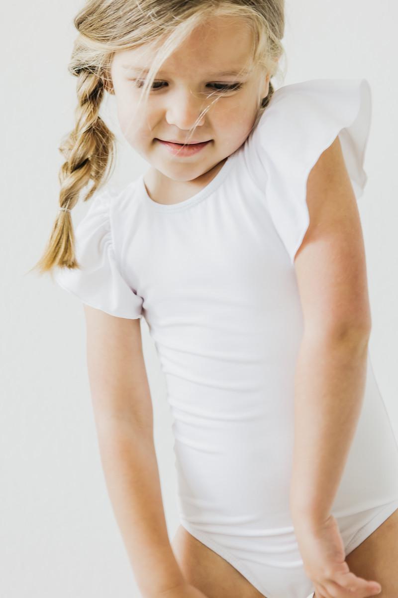 White S/S Flutter Sleeve Leotard by Mila & Rose ®