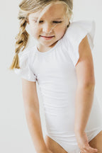 White S/S Flutter Sleeve Leotard by Mila & Rose ®