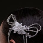 White Crystal & Pearl Hair Comb by Bridal Port