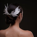 White Feather Petal Bridal Hair Comb by Bridal Port