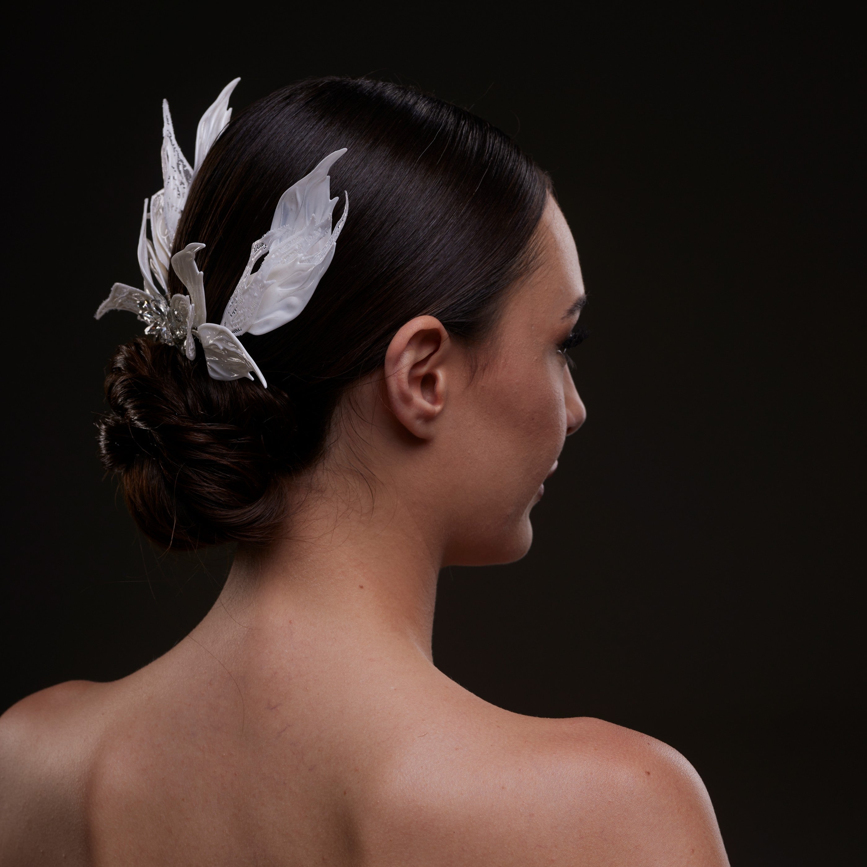 White Feather Petal Bridal Hair Comb by Bridal Port