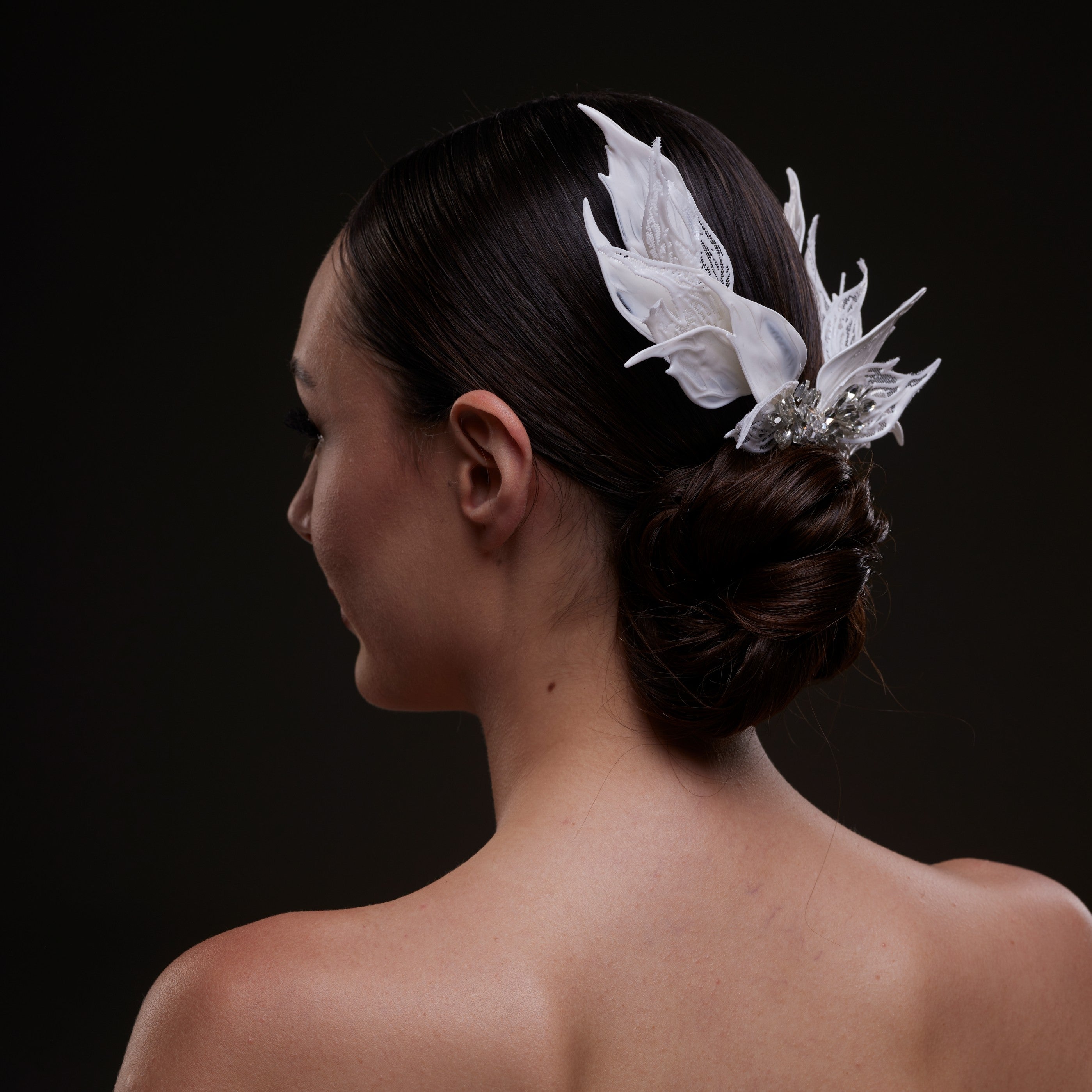White Feather Petal Bridal Hair Comb by Bridal Port