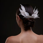 White Feather Petal Bridal Hair Comb by Bridal Port