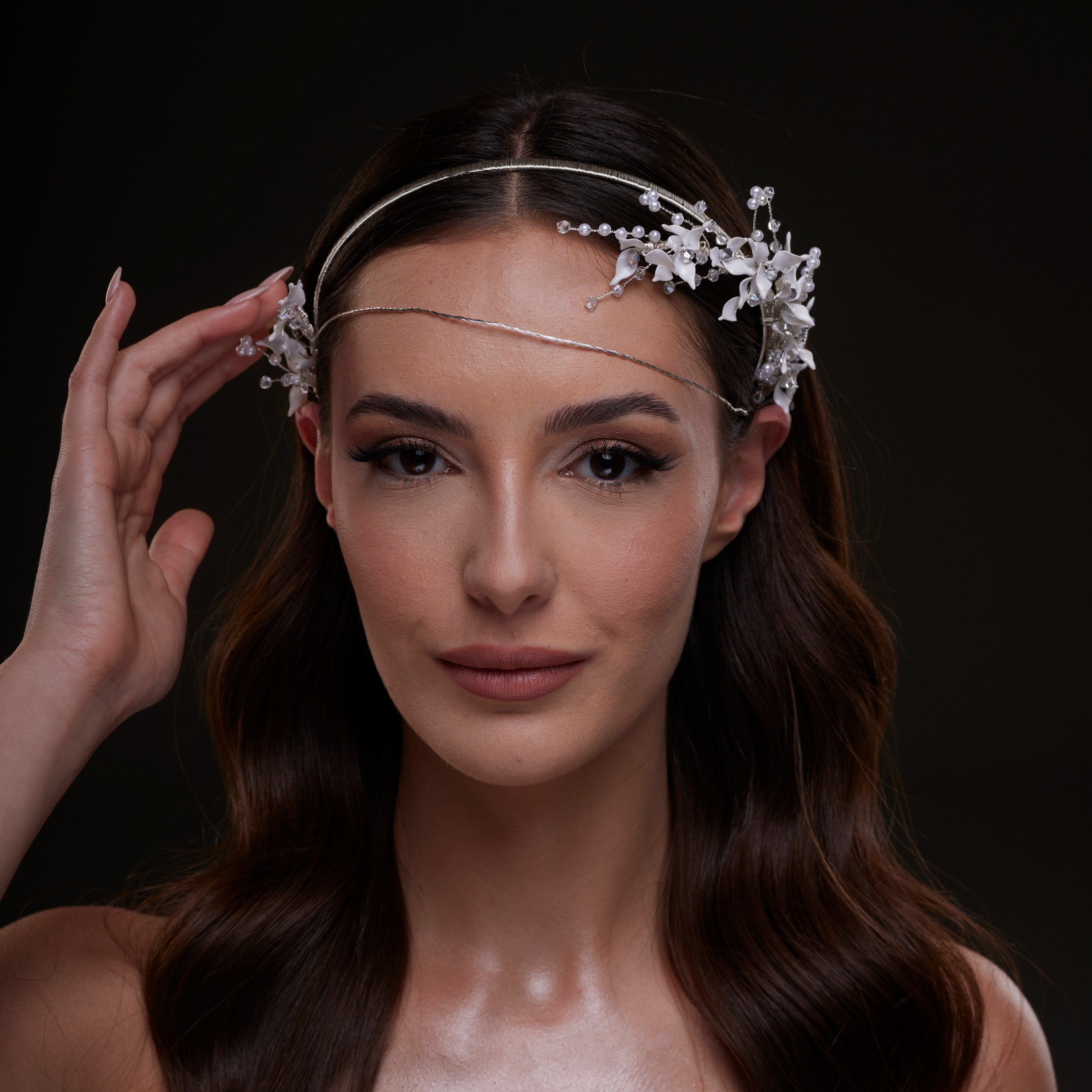 White Floral Bridal Hair Band by Bridal Port