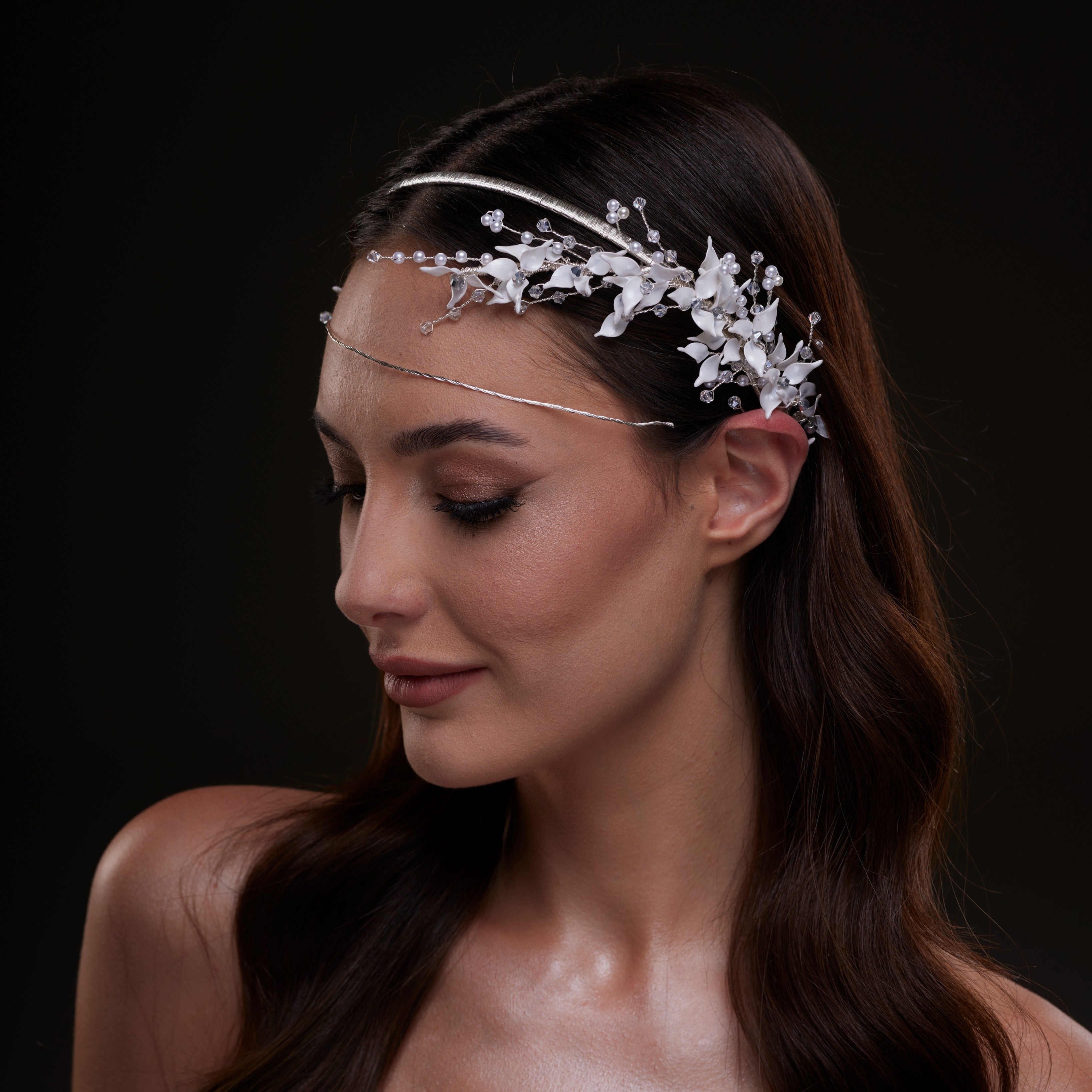 White Floral Bridal Hair Band by Bridal Port