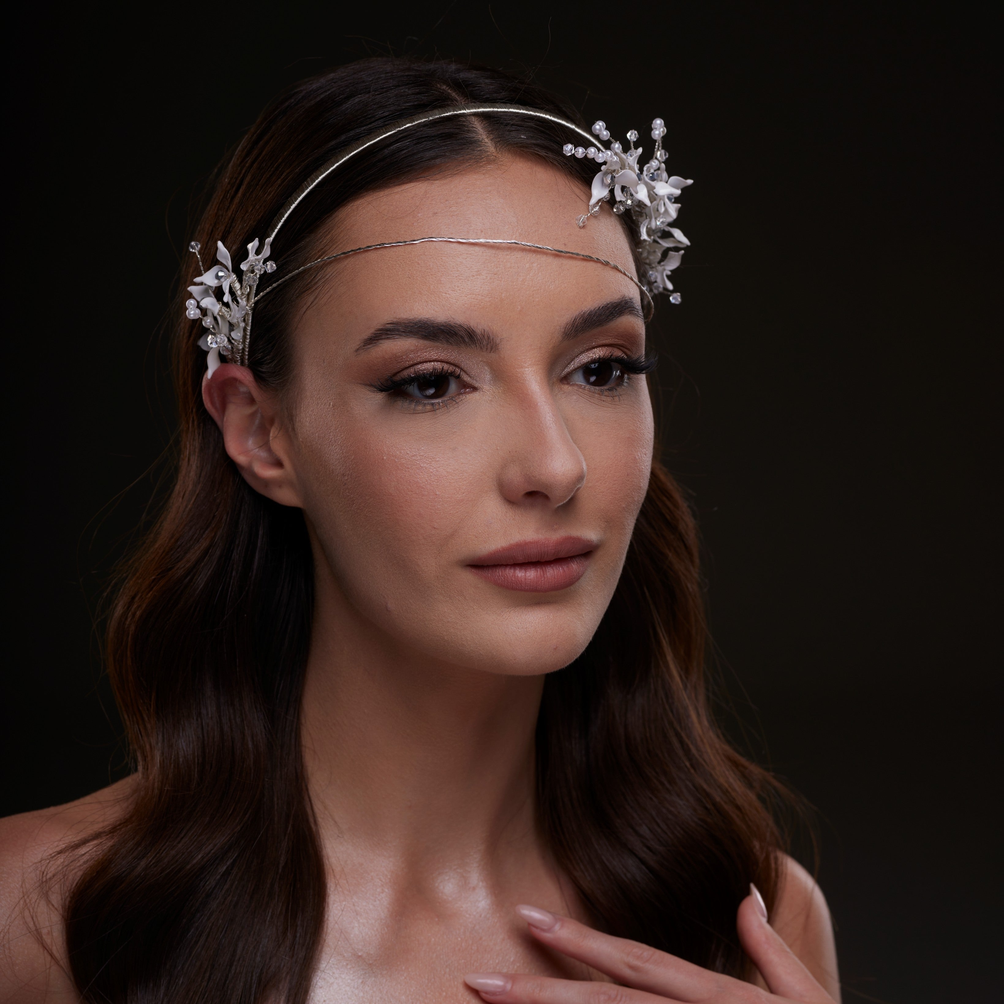 White Floral Bridal Hair Band by Bridal Port