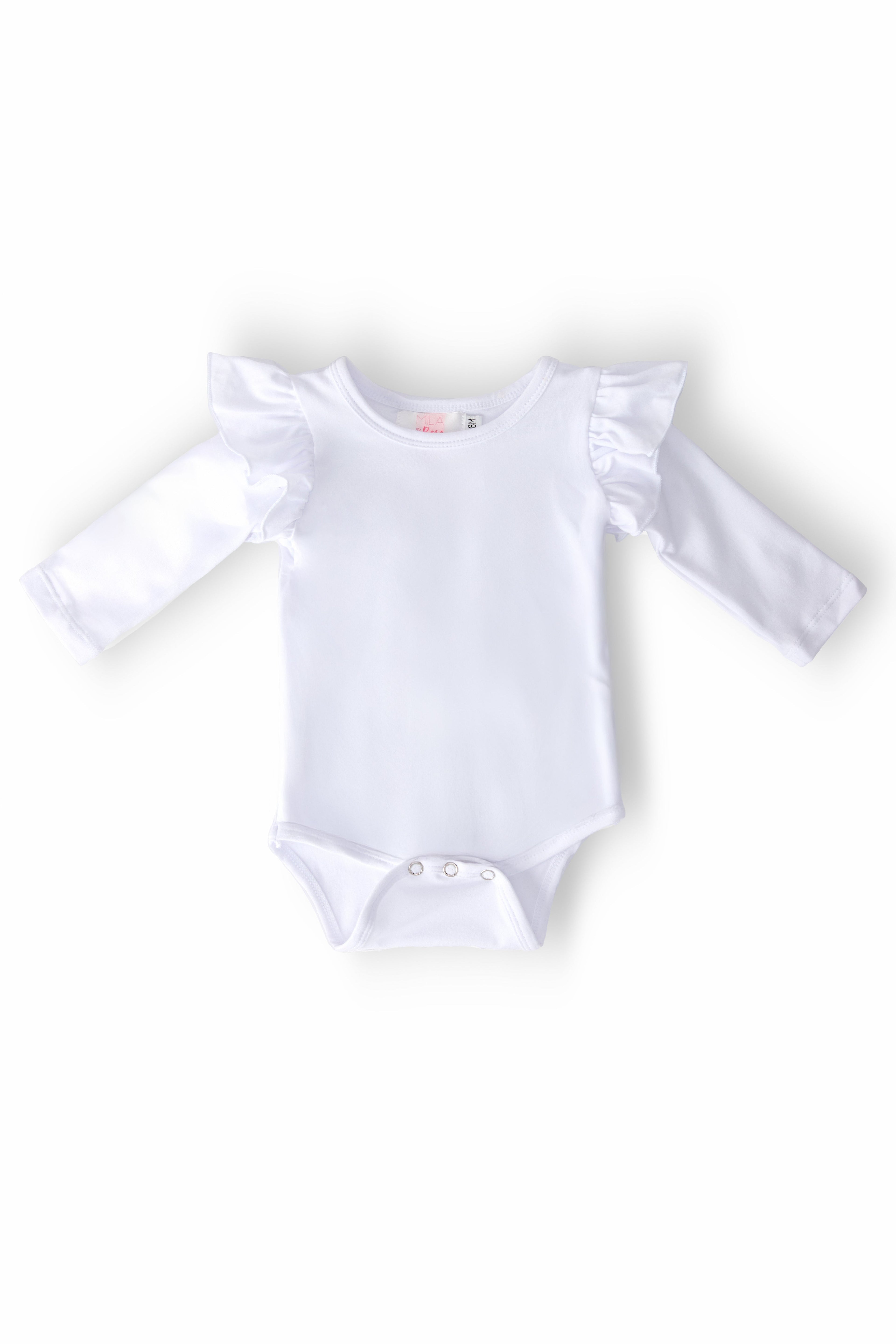 White L/S Flutter Bodysuit by Mila & Rose ®