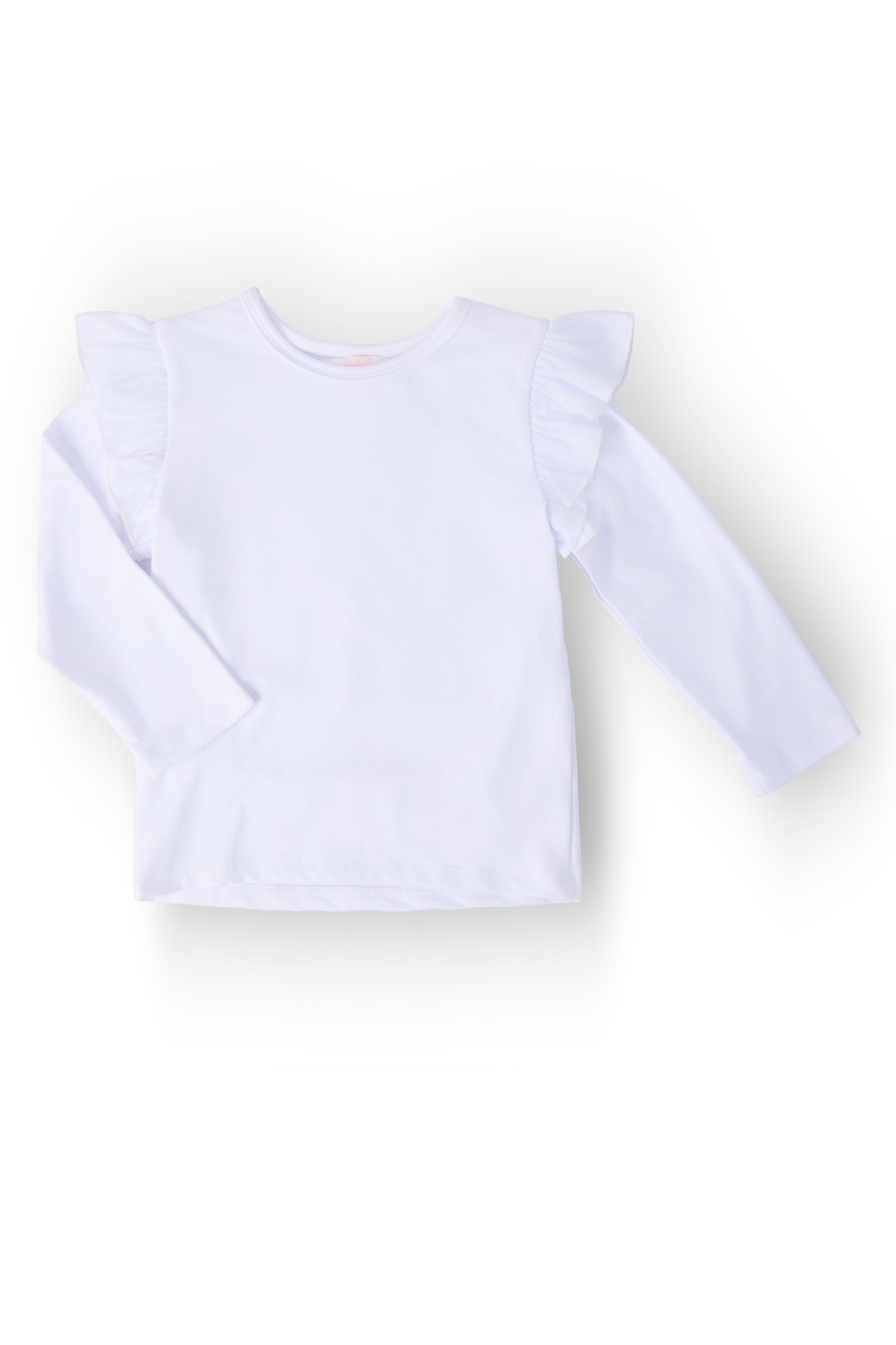 White L/S Ruffle Tee by Mila & Rose ®