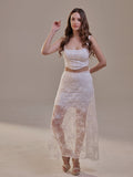 White Lace A-Line Skirt – Long Sheer Full Skirt by Bridal Port