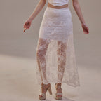 White Lace A-Line Skirt – Long Sheer Full Skirt by Bridal Port