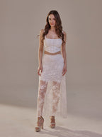 White Lace A-Line Skirt – Long Sheer Full Skirt by Bridal Port
