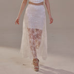White Lace A-Line Skirt – Long Sheer Full Skirt by Bridal Port