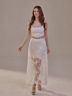White Lace A-Line Skirt – Long Sheer Full Skirt by Bridal Port