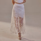 White Lace A-Line Skirt – Long Sheer Full Skirt by Bridal Port
